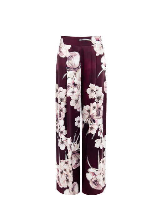 Pantalone raso floreale 