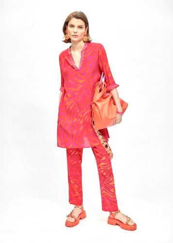 Completo Lola arancio/fuxia